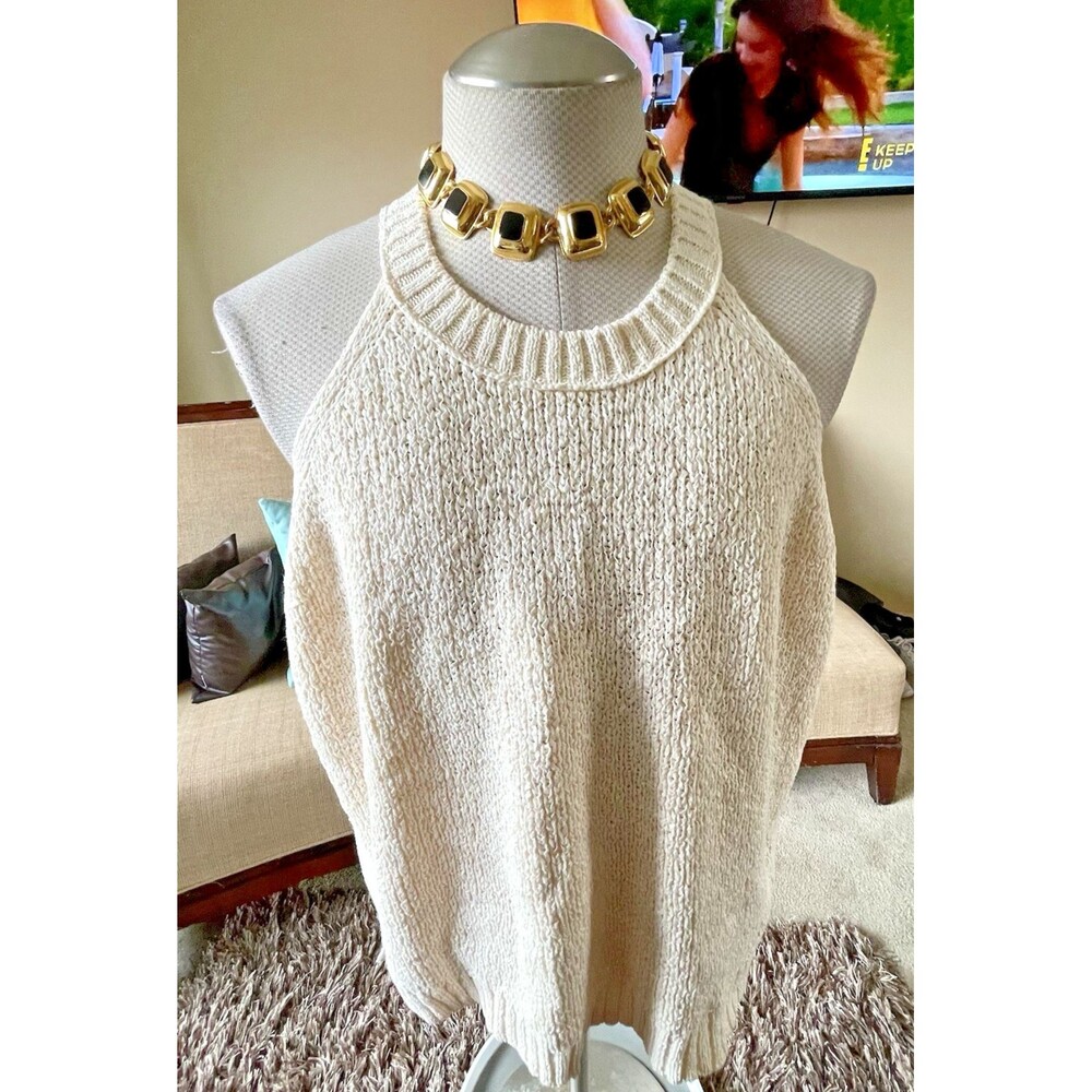 J. Crew Women's Size 3X Cream Sweater Vest Pullover Knit Sleeveless Top Preppy